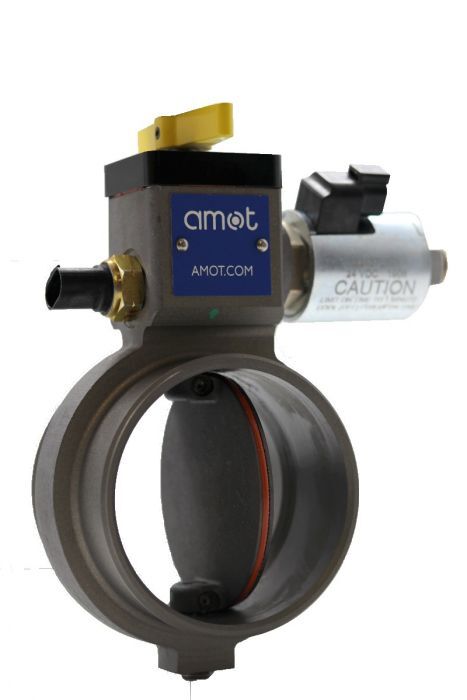 Control valve featuring a metal body and actuator, designed for precise flow regulation in industrial applications. The valve showcases a clear opening and integrated components, highlighting its functionality and robust design. Ideal for systems requiring reliable control and efficiency.