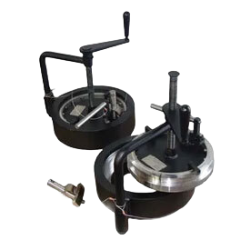 Two mechanical devices designed for quick opening closures, featuring hand-operated levers and circular bases, ideal for efficient sealing and access.