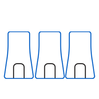 Illustration of three stylized battery shapes with varying designs, showcasing different levels of charge. The first battery is outlined in blue, while the other two are in black, representing a visual comparison of battery types.