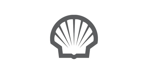 Shell logo in a minimalist design, featuring a stylized shell shape in gray, representing the global energy company known for oil and gas production.