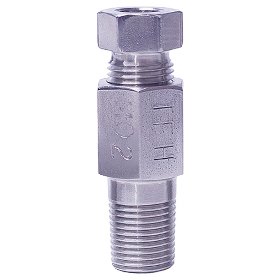 Stainless steel lubrication fitting used in industrial applications for connecting hoses and ensuring efficient fluid transfer in lubrication systems.